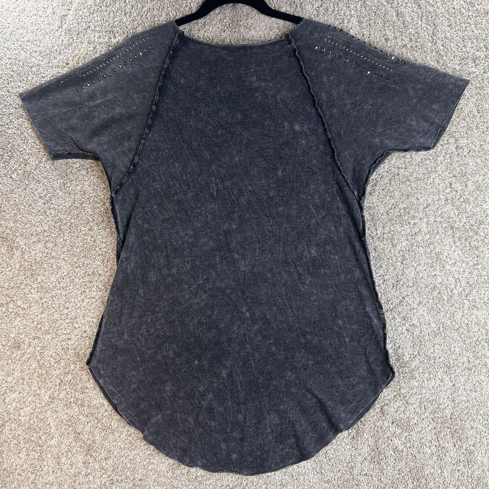 Vocal Womens Charcoal Gray Studded Tunic Top - Picture 2 of 8